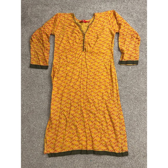City Life Tops - South Asian Kameez City Life Tunic Top Womens Small Yellow Orange Excellent